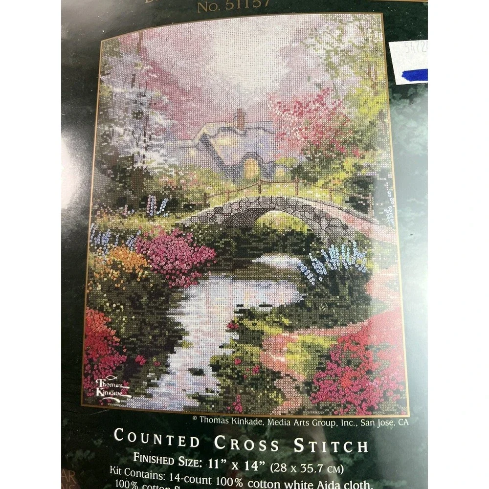 Thomas Kinkade Counted Cross Stitch Kit #51157 Brookside Hideaway 11 x 14 Sealed